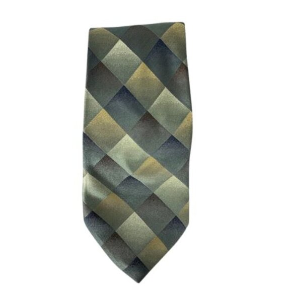 Zylos George Machado Tie - Muted Colours Diagonal Check Pattern - 100% Silk - Picture 1 of 5